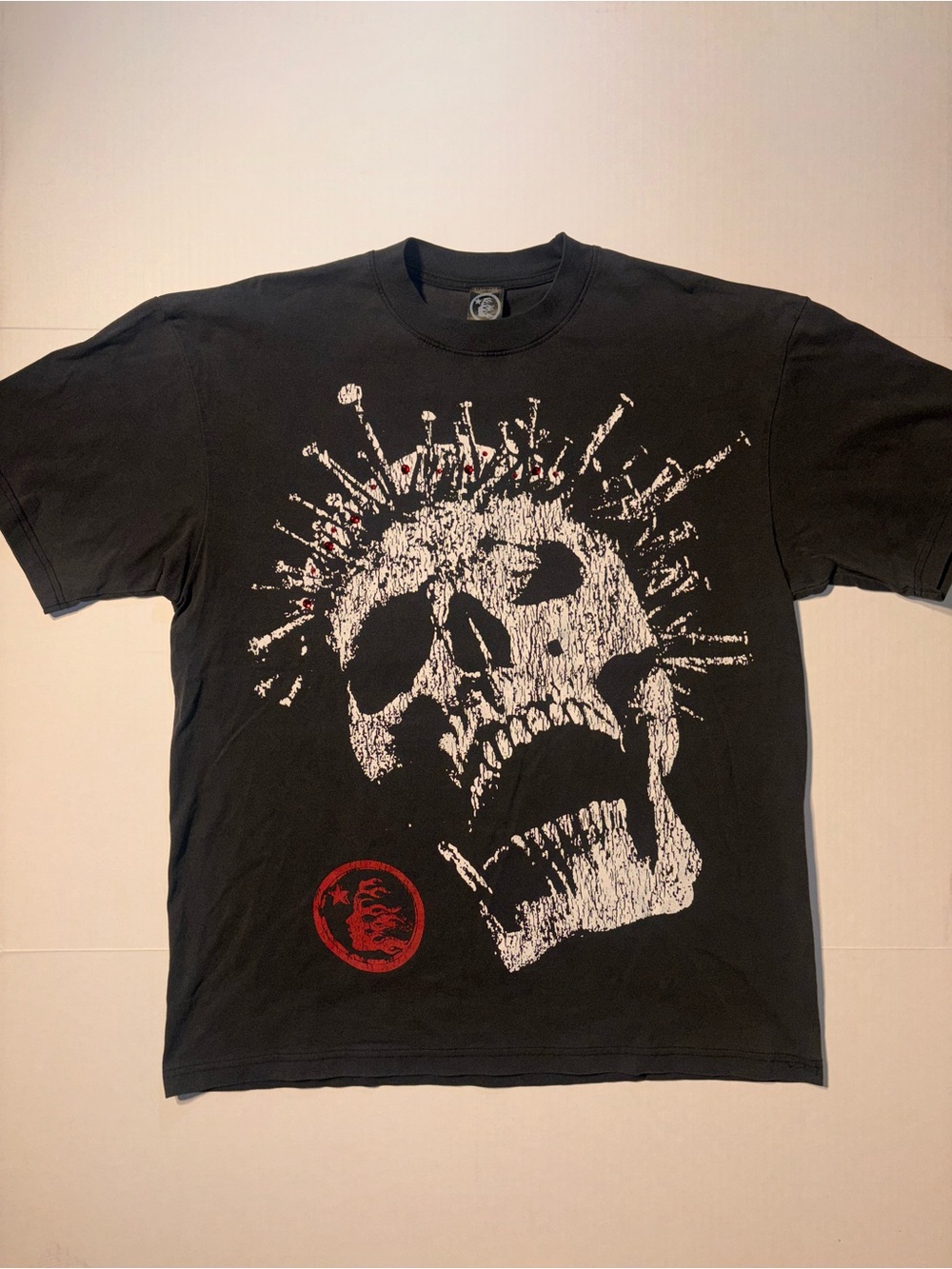 Hellstar Crowned Skull Vintage Wash Streetwear Graphic Logo T-shirt Sz XL